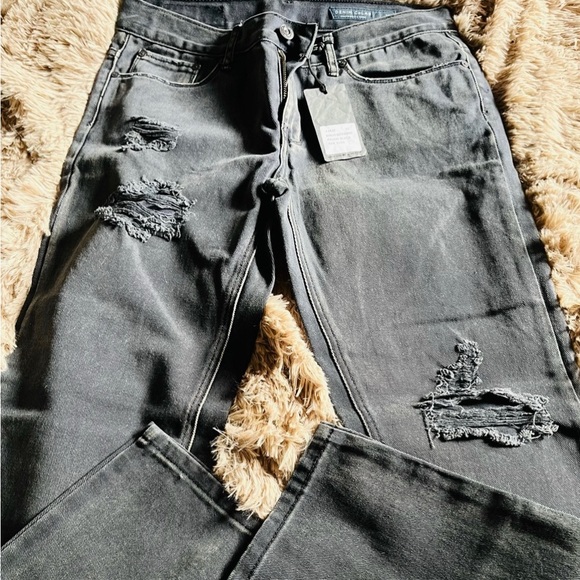 Dark ‘Denim Colab’ Boyfriend Jeans Size 10 distressed - Picture 3 of 6